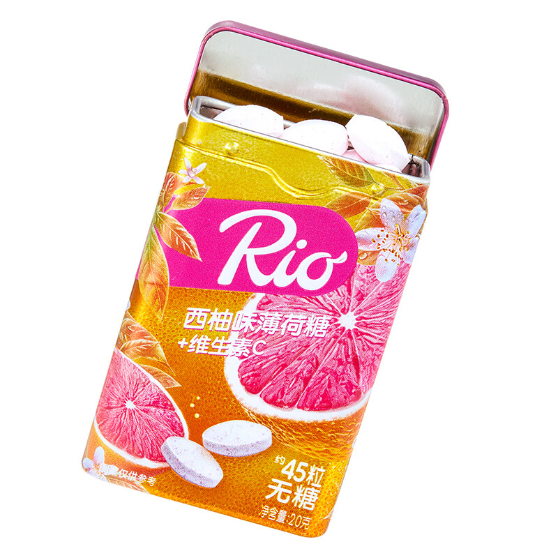 Rio无糖薄荷糖西柚味20g 清新口气口香糖维C糖果零食