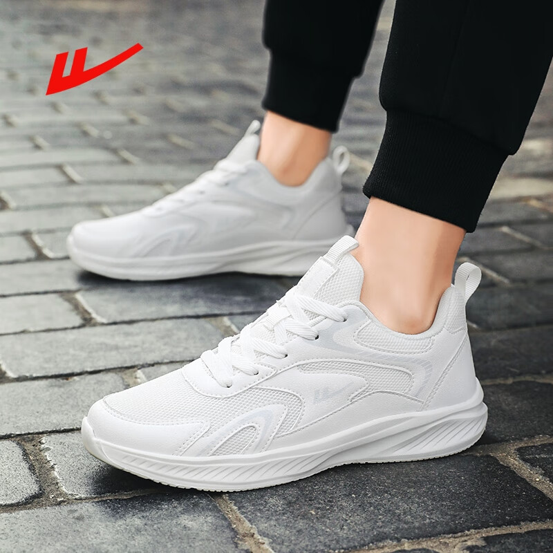 回力男鞋跑步鞋2025夏季男士网面透气小白鞋运动休闲鞋子 白色 40
