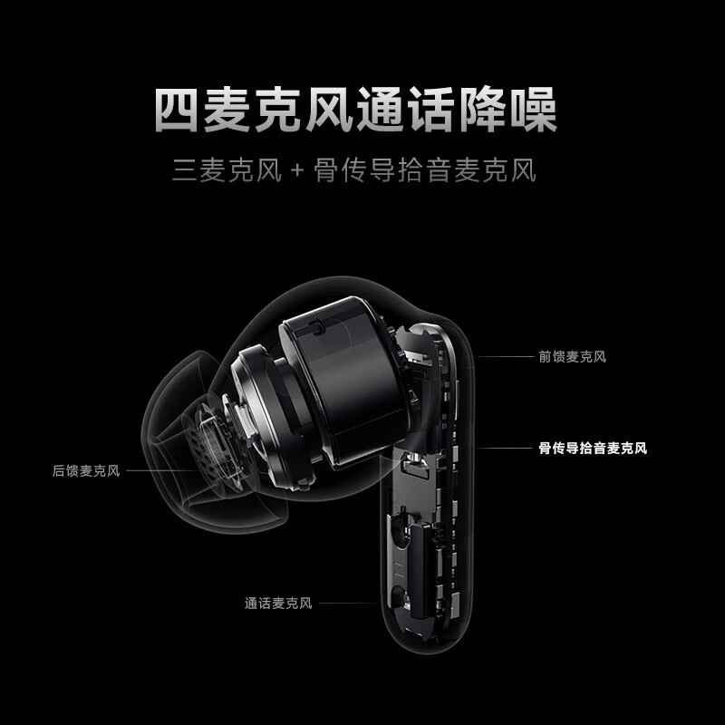 泛腾（fomtalk）录音降噪会议蓝牙耳机Pro2 同传翻译 【夜影黑】适配苹果华为小米
