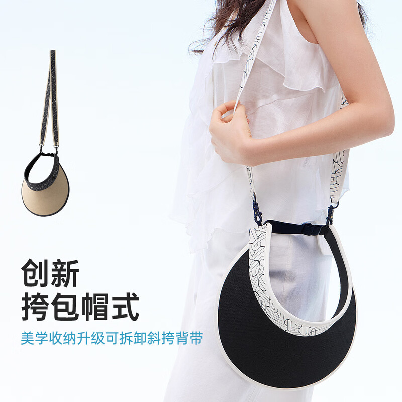 VVC防晒帽 女士防紫外线空顶帽透气太阳帽 藏青 带挂绳 S743