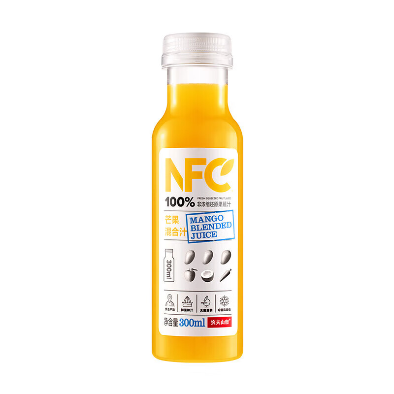 农夫山泉 NFC果汁饮料 100%NFC芒果混合汁300ml*10瓶 礼盒装