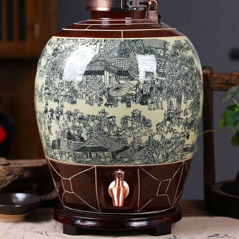 微娜景德镇陶瓷泡酒坛子酿酒缸10斤20斤30斤仿古酒瓶家用存酒密封