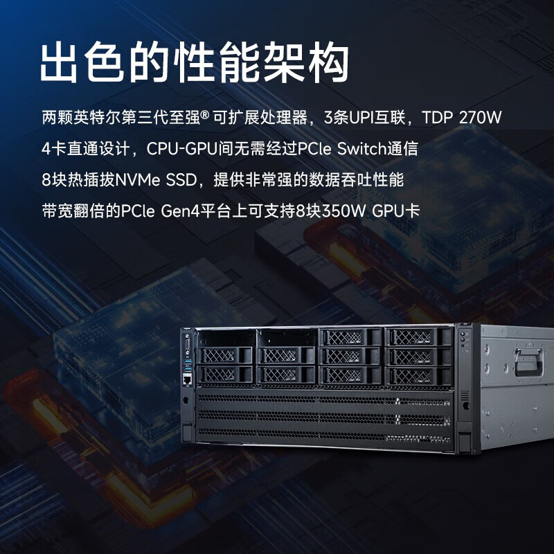 浪潮（inspur）NF5468M7 4U8卡GPU2颗金牌5520+ 28核 2.2G 512G丨960G+5块12T
