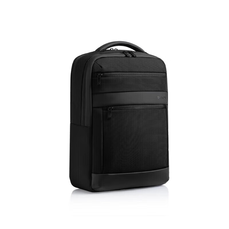 新秀丽（Samsonite）商务多功能双肩包PU拼接时尚电脑包通勤大容量背包NU4*09015黑色
