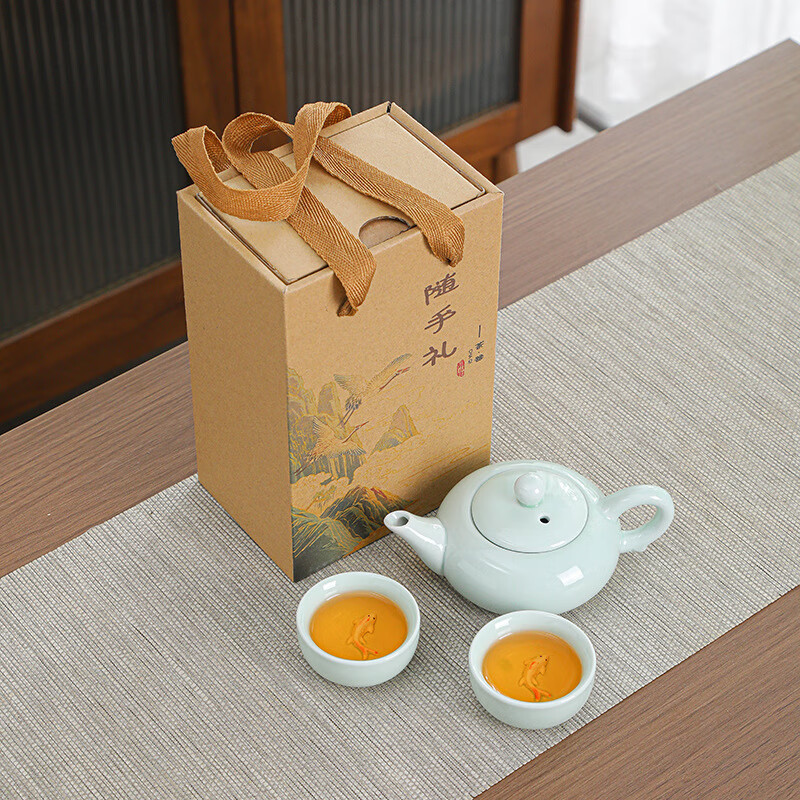 水西便携式旅行功夫茶具套装家用简约 西施壶白色一壶二杯-环保礼盒*2
