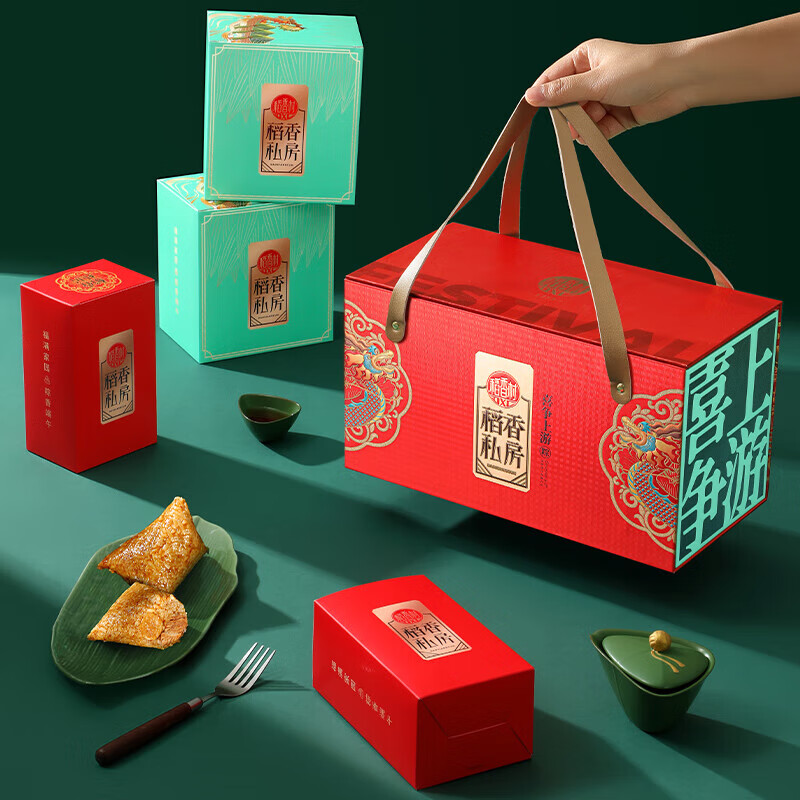 稻香私房粽子礼盒端午送礼团购鲜肉粽蜜枣粽豆沙粽 喜争上游1570g