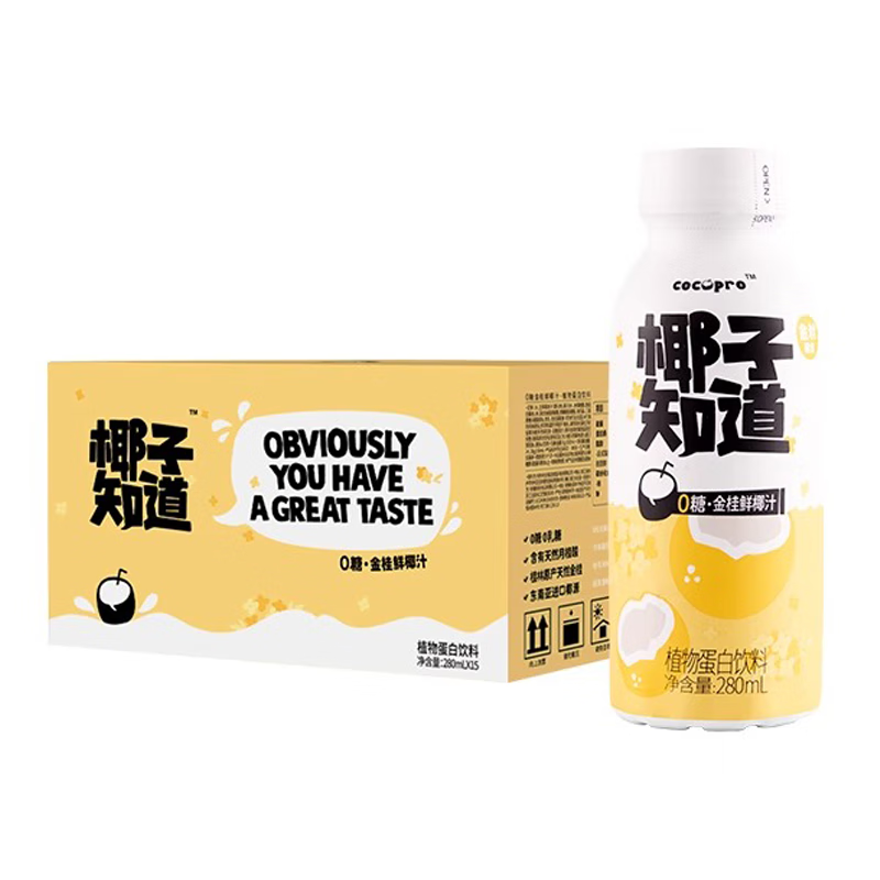 椰子知道  0糖金桂鲜椰汁280ml*15瓶 桂花风味