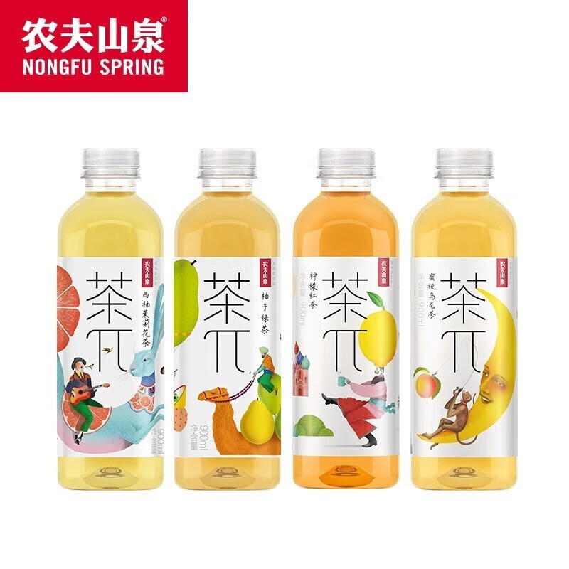 农夫山泉茶π茶兀900ml*12瓶 茶派 果味茶饮料整箱装 柚子绿茶900ml*12瓶