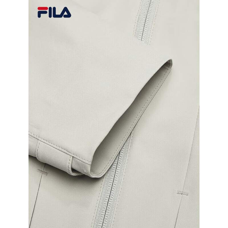 斐乐（FILA）官方女梭织外套2025春新时尚休闲简约宽松连帽上衣院石灰2XL