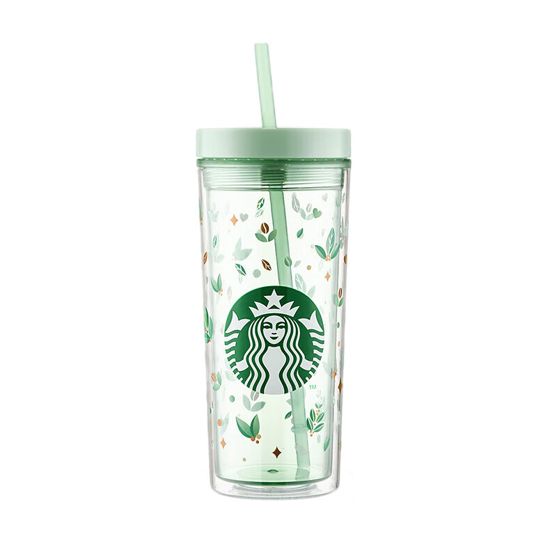 星巴克Starbucks 绿野秘境款清透塑料吸管杯473mL