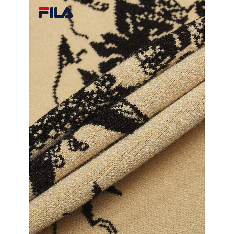 斐乐（FILA）官方女针织长袖外套2025春新时尚舒适拼色棒球服卡其XL