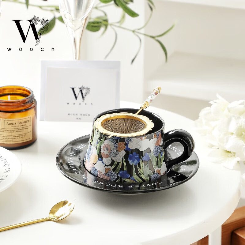 物取（WOOCH）午后时光-对杯 礼盒装 午后时光杯碟对杯-白+黑+白礼盒 W207