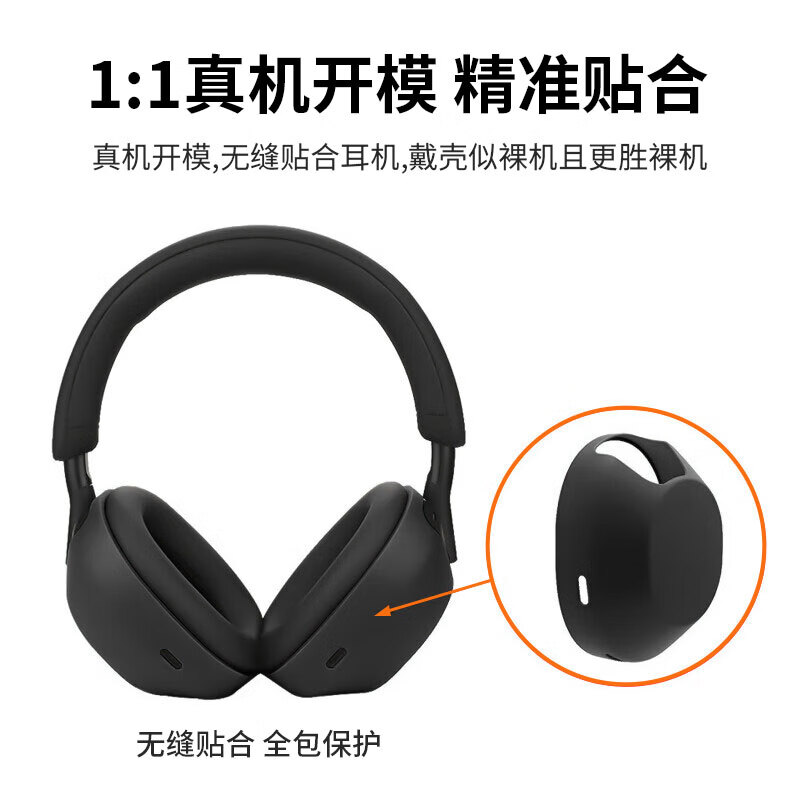 KMaxAI适用索尼WH-1000XM5保护套 耳罩/耳帽硅胶保护壳 sony头戴式耳机头梁装饰外壳 超薄防刮软壳 深蓝