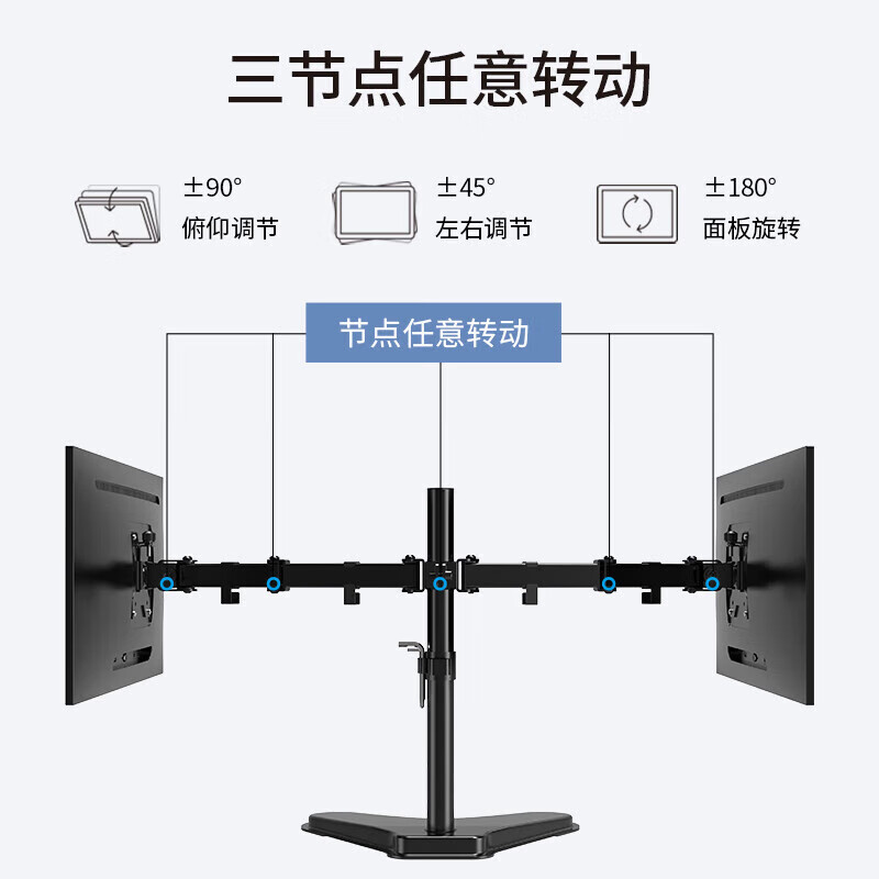 戈普（GEPU）XSZ-02显示器支架双屏显示器支架连体底座免打孔支架多屏拼接显示器支架