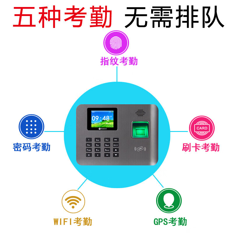 真地（Realand）考勤机指纹打卡机无线WiFi联网云考勤签到机 id卡打卡器 公司员工停电打卡 A-L325BS