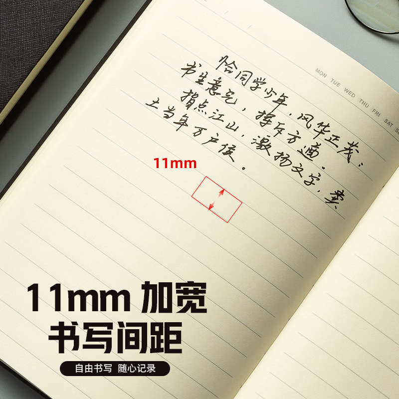 晨光（M&G）文具黑色软皮革面笔记本本子开会办公用品会议记录本日记本记事本商务A5/25K 80张单本PA5842 YL