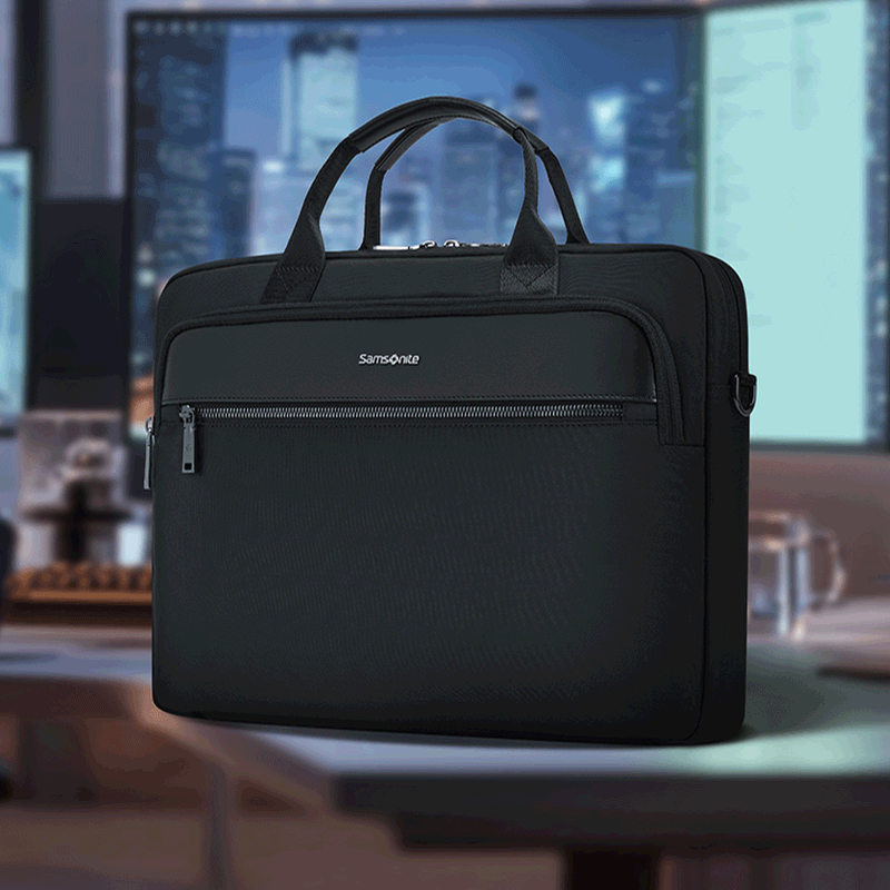 新秀丽（Samsonite）男士商务15.6英寸公文包办公电脑包出差手提包商务笔记本包BN6黑