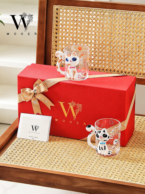 物取（WOOCH）对杯礼盒装 喵星人系列对杯-奶牛萌猫+大橘萌猫+白金礼盒 W140