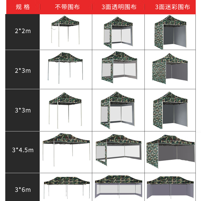 兵途迷彩色加厚四角帐篷3*6米 伸缩太阳伞遮阳帐篷 绿金刚
