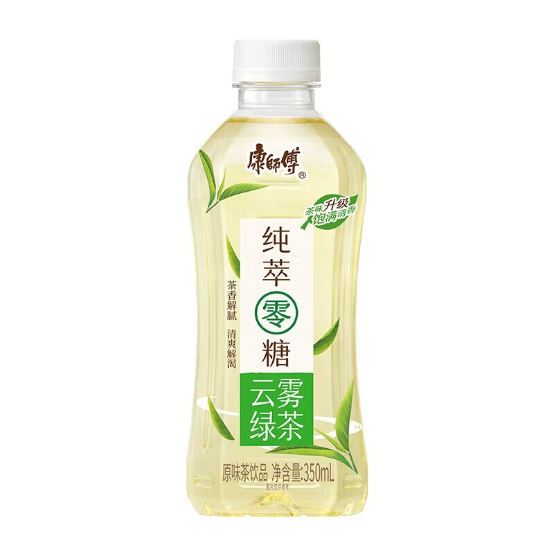 康师傅 清新爽口 茶香解腻 清爽解渴 纯萃无糖云雾绿茶 350ml*6瓶