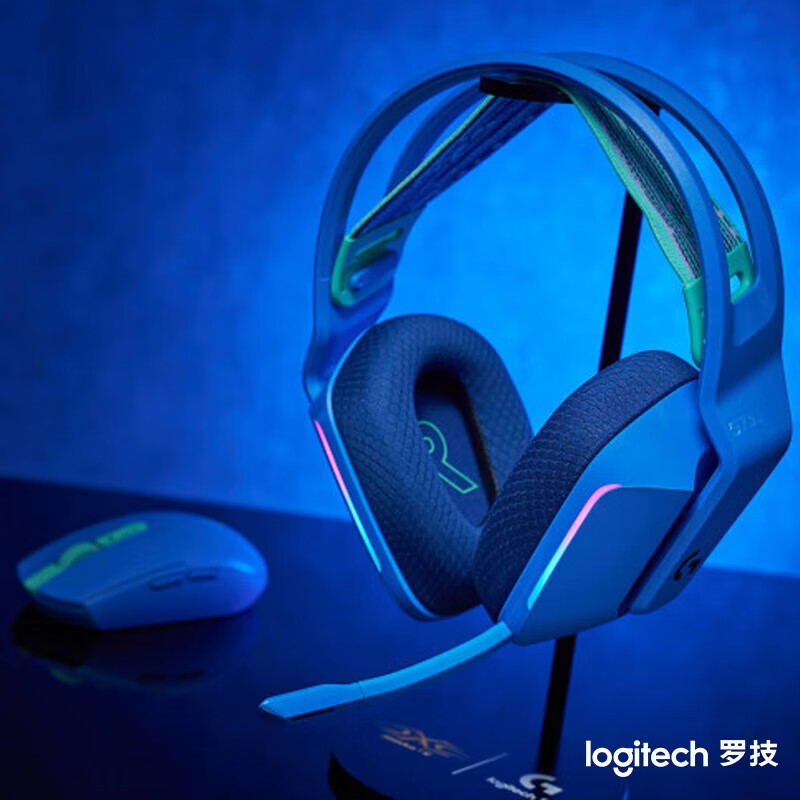 罗技（Logitech）无线游戏耳机RGB炫彩7.1环绕声头戴式电竞降噪BLUE麦克风FPS吃鸡耳麦轻量化 G733白色 