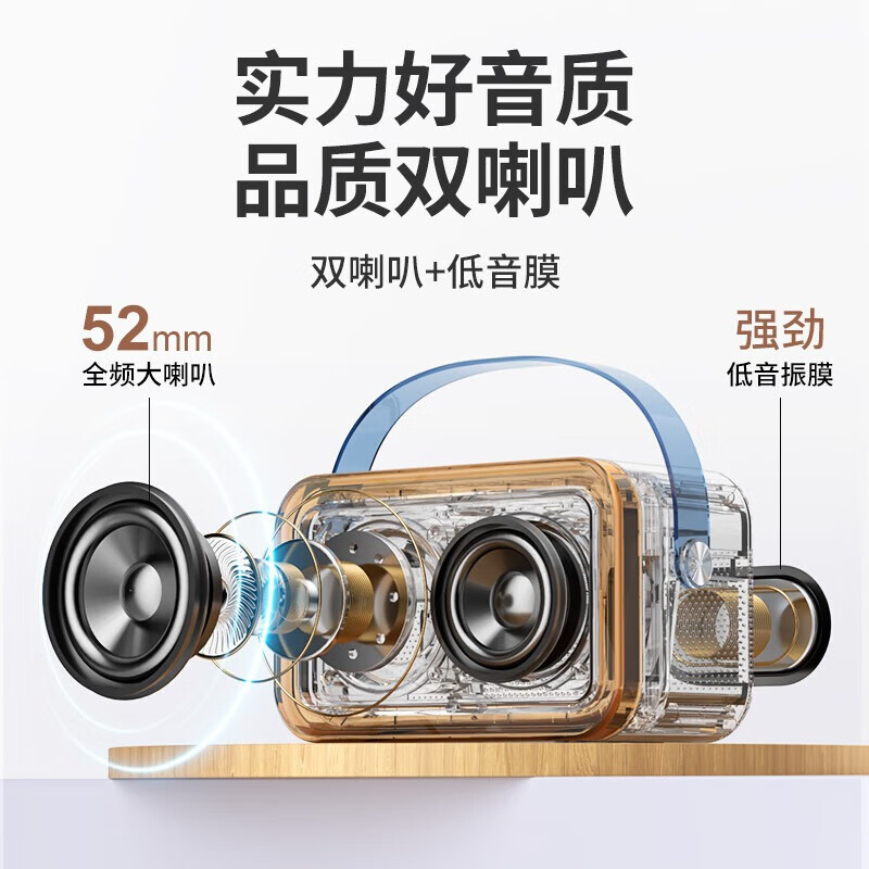纽曼（Newmine）DP07话筒音箱音响套装家用音箱迷你手提便携式话筒K歌麦克风一体机 双麦