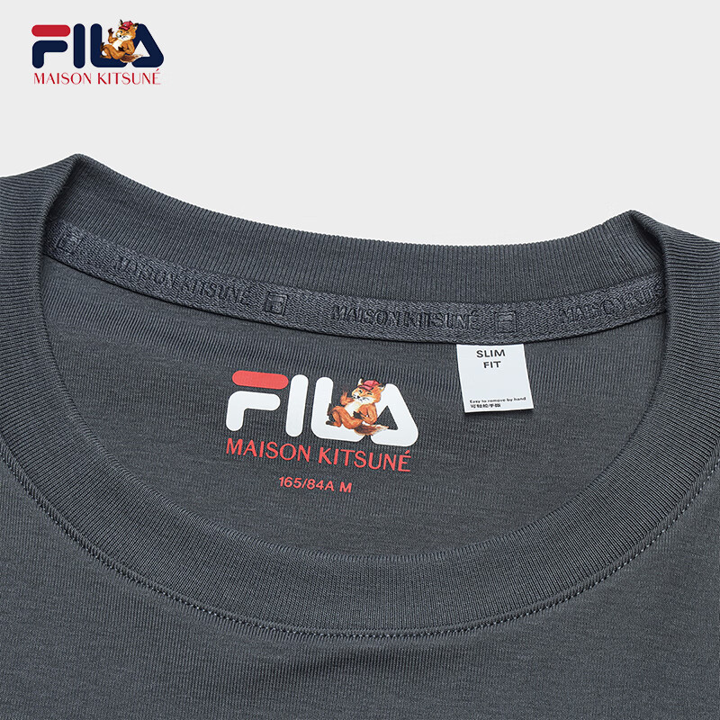FILA FUSION斐乐官方女子针织短袖衫2025夏季新款简约修身小狐狸刺绣T恤