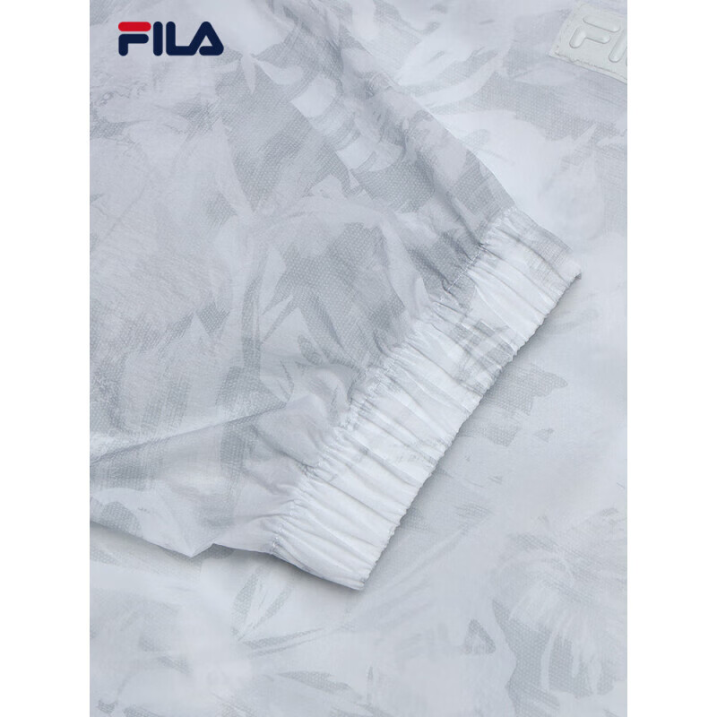 斐乐（FILA）官方女梭织外套2025夏新时尚休闲宽松满印连帽上衣大地灰XL