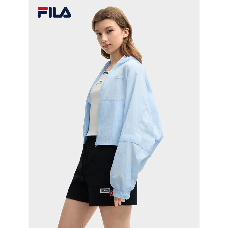 斐乐（FILA）官方女梭织外套2025夏新时尚休闲简约宽松防晒上衣天晴蓝S