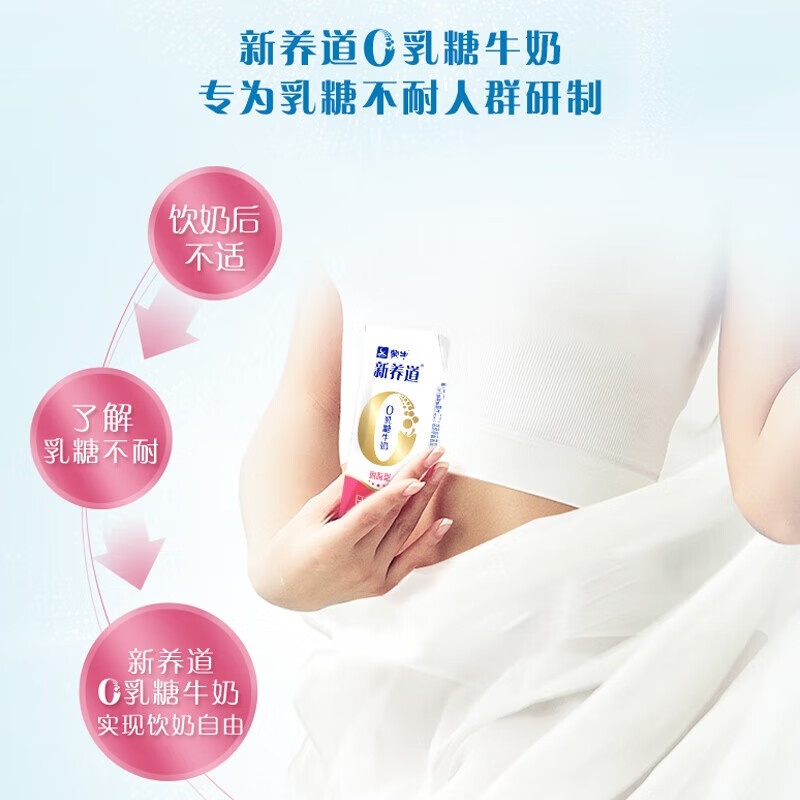 蒙牛新养道零乳糖脱脂牛奶250ml×12盒 0乳糖好吸收 0脂肪