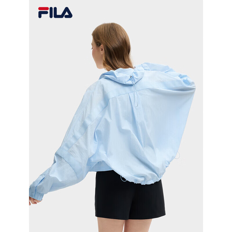 斐乐（FILA）官方女梭织外套2025夏新时尚休闲简约宽松防晒上衣天晴蓝S