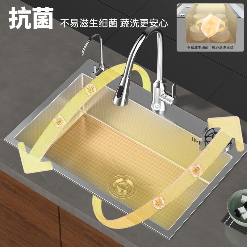 怡居旺不锈钢水槽大单槽加厚洗菜盆厨房家用台上中下水盆手工洗碗