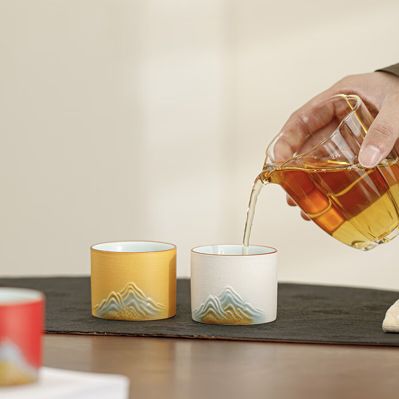 陶知德陶瓷茶杯 故宫文创国潮主人杯 锦绣江山5个起售 白色单杯