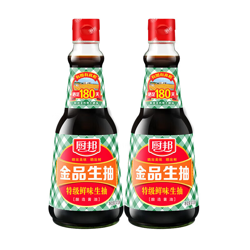 厨邦 金品410ml*2瓶&料酒500ml&蚝油315g特级酿造调味品4件组合