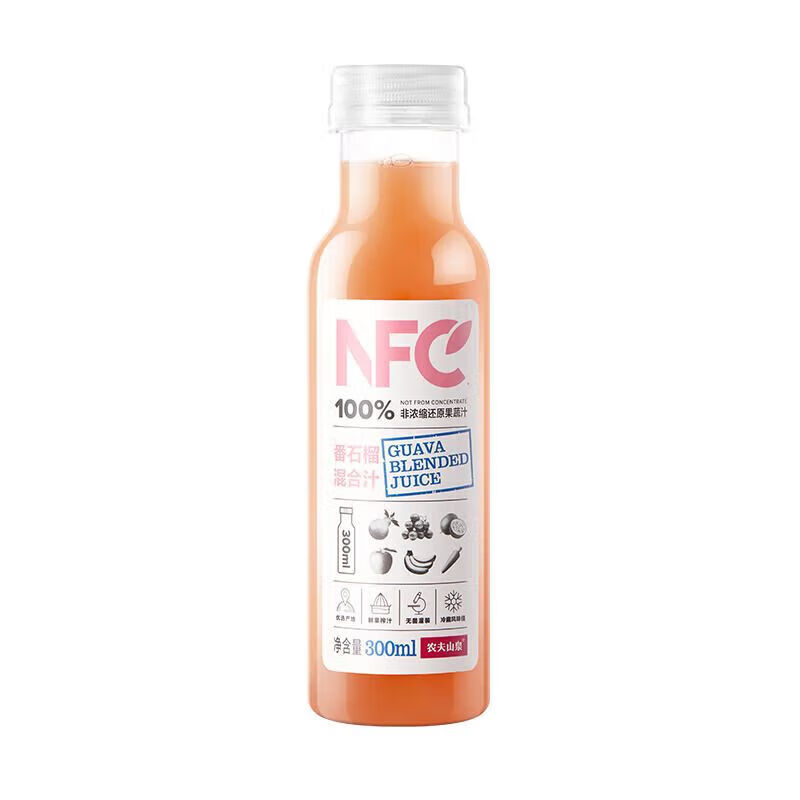 农夫山泉NFC果汁饮料 100%NFC番石榴混合汁300ml*10瓶礼盒装