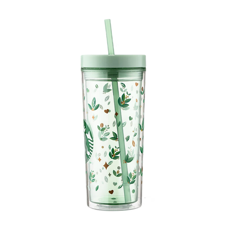 星巴克Starbucks 绿野秘境款清透塑料吸管杯473mL