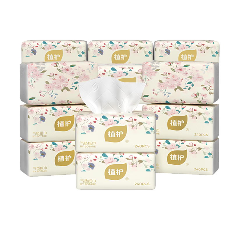 植护  粉韵花枝抽纸60抽*12包ZH08512N12