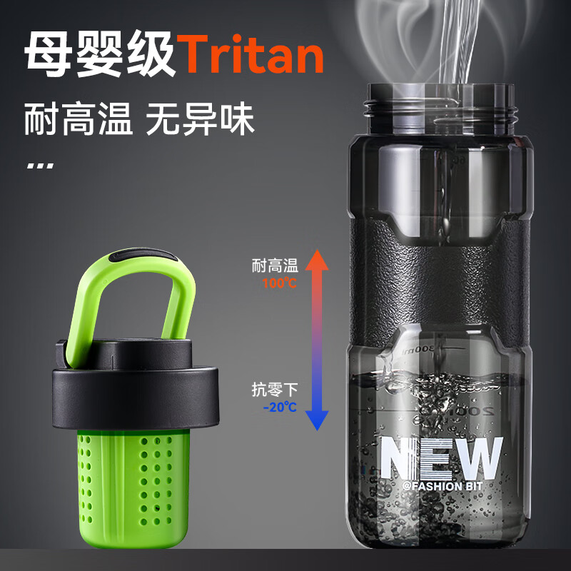 西多米水杯男士运动水杯tritan学生大容量茶水分离杯夏季便携饮用水杯子