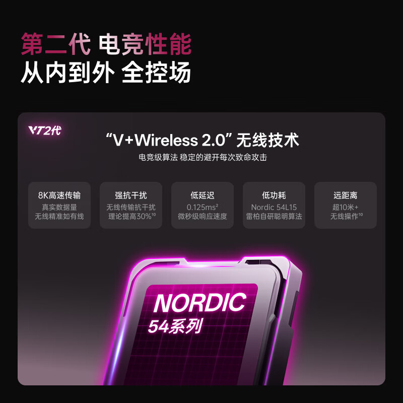 雷柏（Rapoo）VT3MAX二代双8K版 中大手无线/有线双模游戏鼠标 PAW3950引擎 人体工学设计 原生8K+8K回报率 黑白