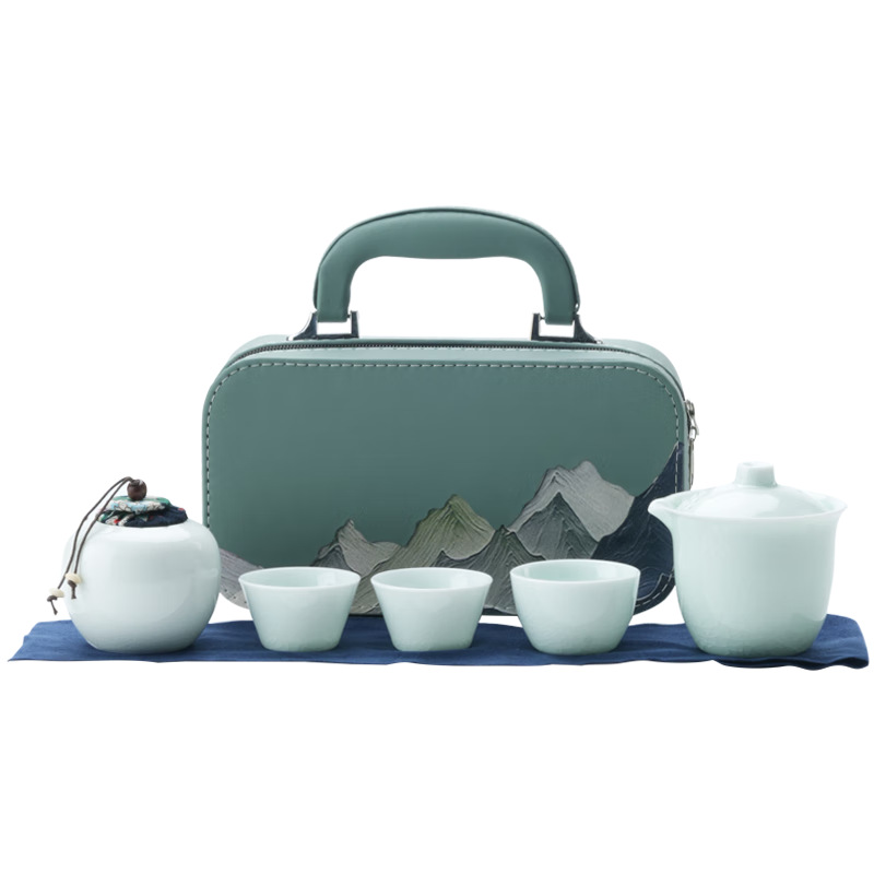 金镶玉  茶具套装哥窑旅行茶具五件套