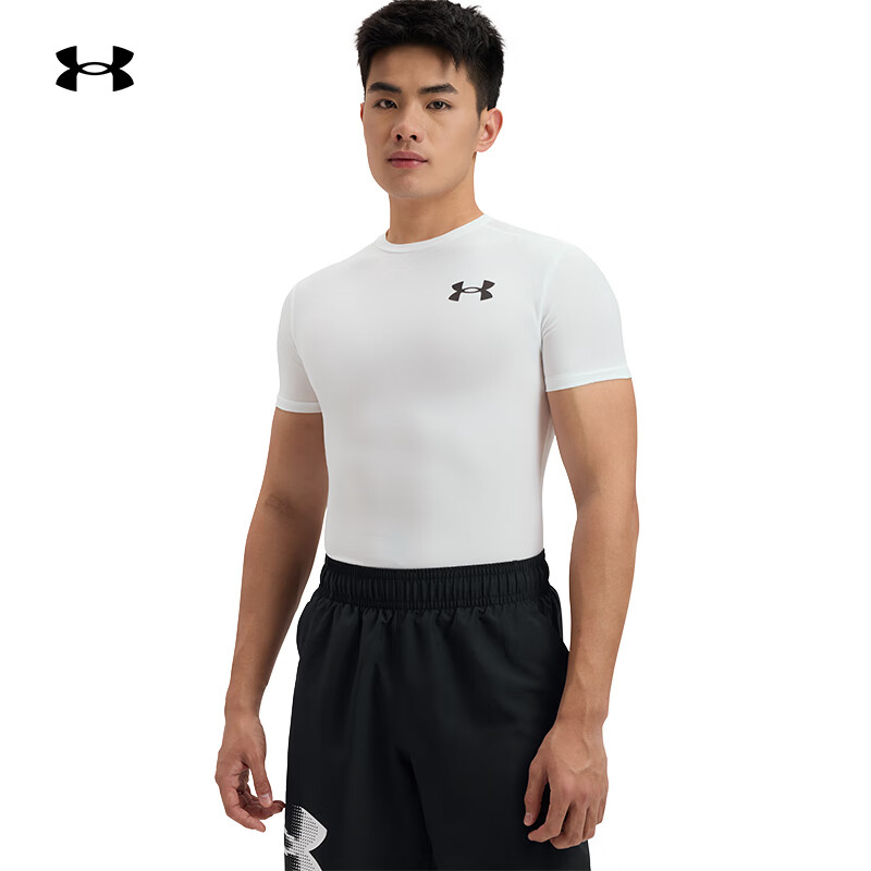安德玛（UNDERARMOUR）HeatGear OG男子商场同款训练运动紧身短袖1387560 白色100 XL