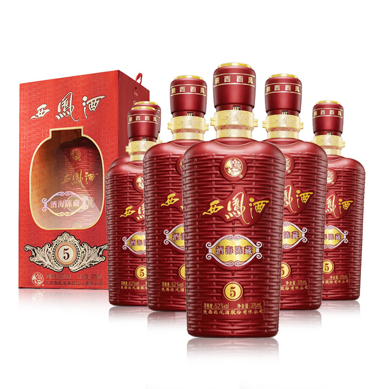 西凤酒 酒海陈藏5 52度陈酿 整箱装白酒375ml*6瓶 绵柔凤香型