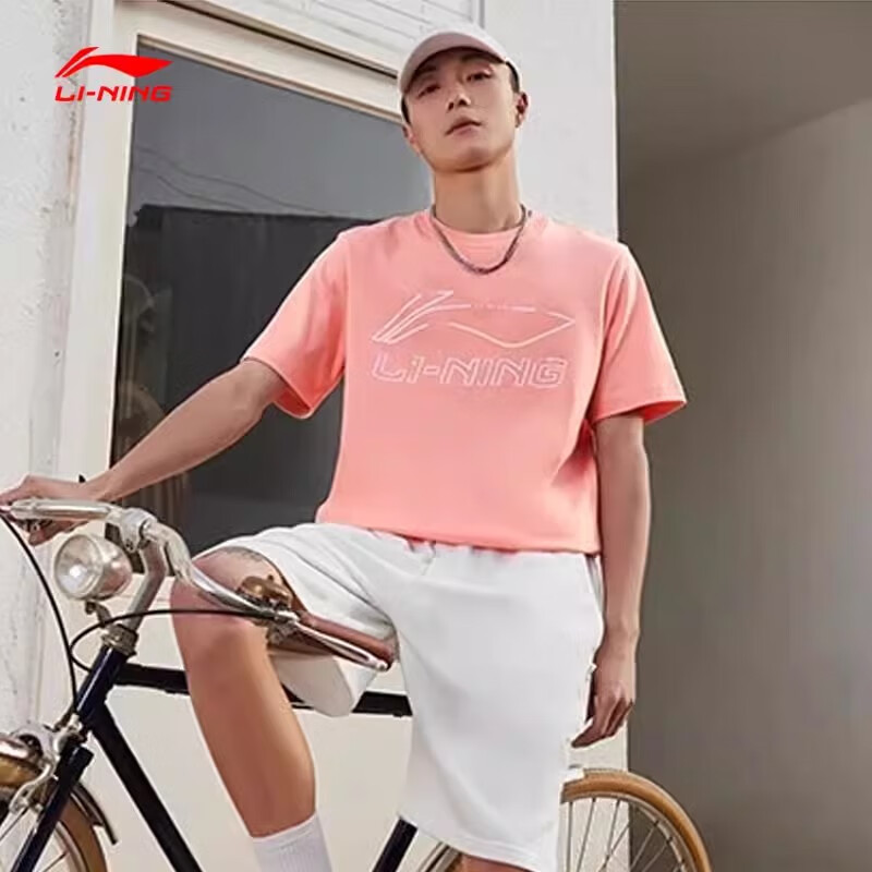 李宁（LI-NING）夏季男子时尚舒适百搭圆领大logo运动短袖T恤