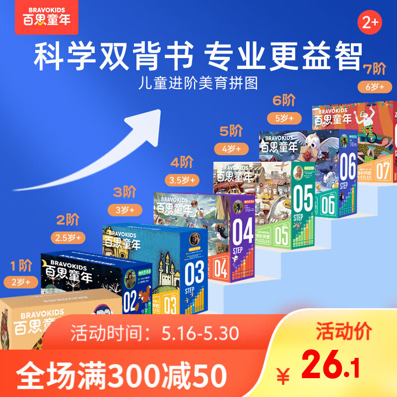 百思童年 BRAVOKIDS拼图3到6岁玩具儿童拼图卡通动物4阶认识天气儿童礼物 4阶-天气认知【3幅/48-63片】