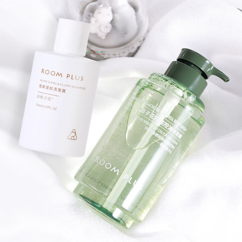 room plus隆帕斯栀子花祛痘控油沐浴乳520ml+白栀子花蓬松洗发乳150ml