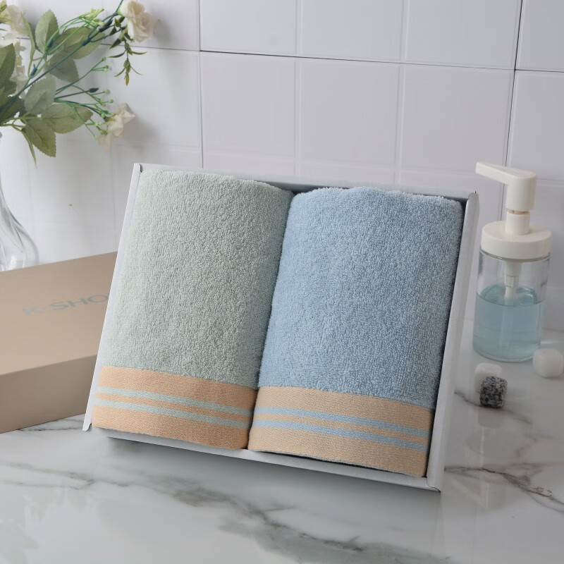 金号  纯棉素简毛巾礼盒2条装ZL2508-2