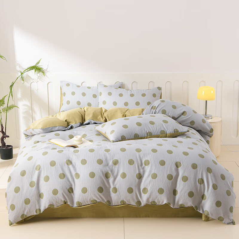 百丽安娜  双层纱全棉数码印四件套四色可选