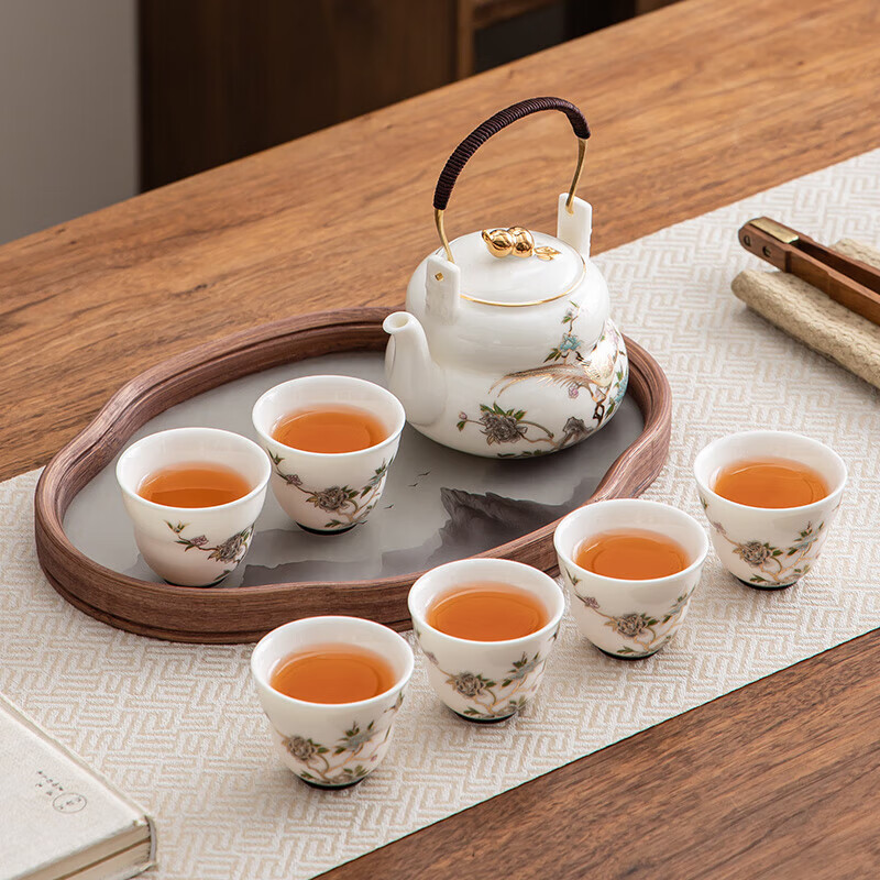 金镶玉  8头福禄双至提梁壶配盘套装