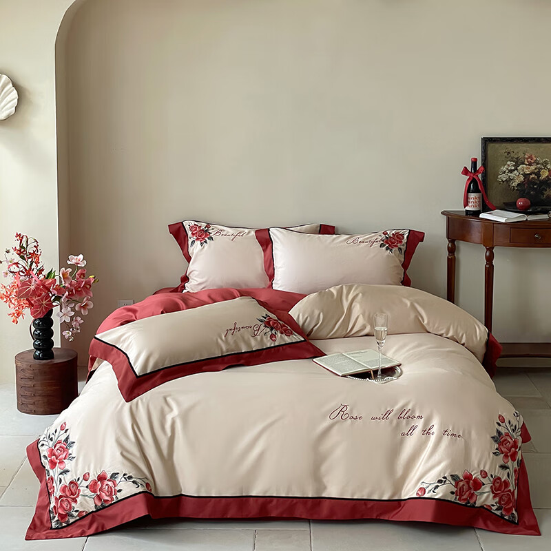 百丽安娜  100支轻奢四件套两色真爱玫瑰