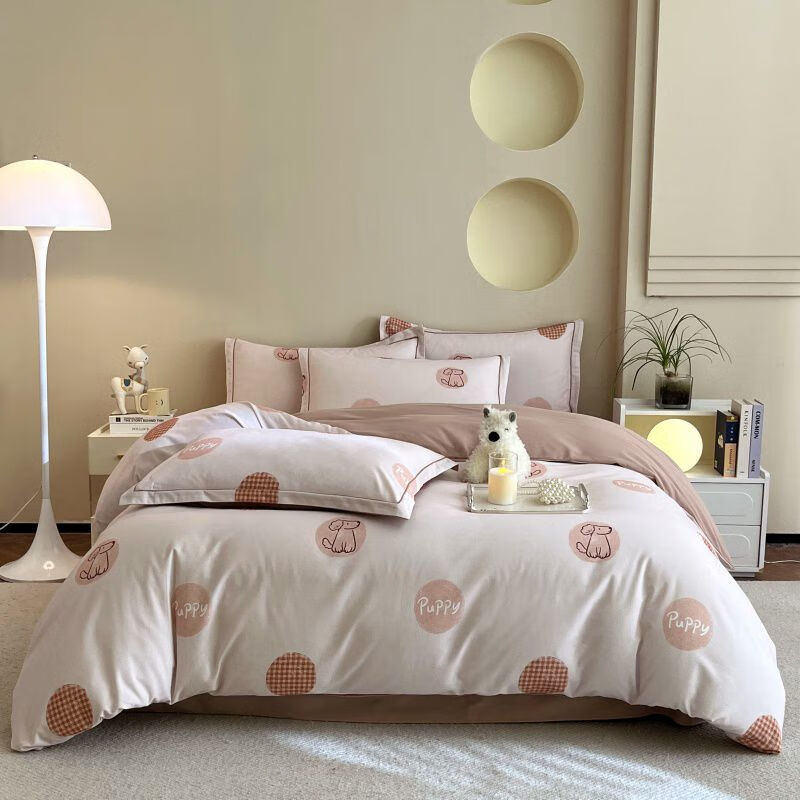 百丽安娜  全棉生态磨毛四件套四色可选暖心